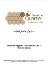 Conseil de quartier, compte rendu : La Mouline - Le Gô 17 novembre 2016
