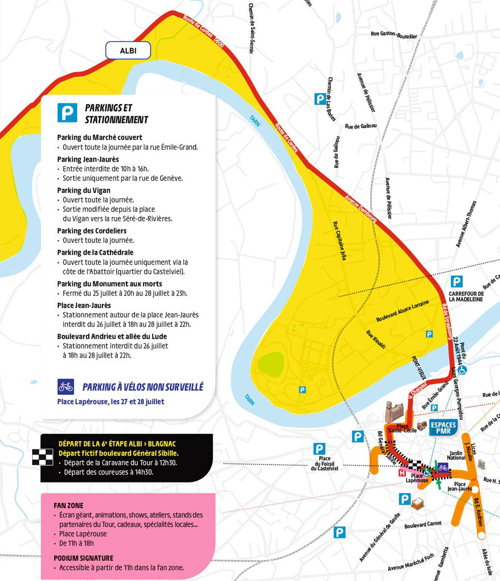Quartiers situés au cœur du parcours (en jaune)