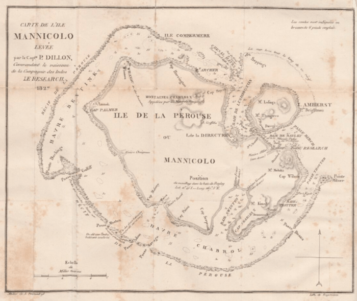 Carte de l’île Mannicolo (Vanikoro)