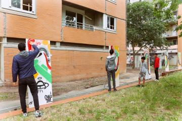 Chantier artistique dans le cadre du projet de rénovation urbaine du quartier de Cantepau.