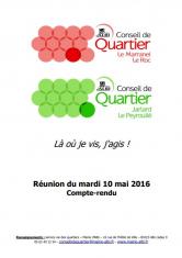 Conseil de quartier, compte rendu : Marranel Le Roc Jarlard Le Peyroulier - 10 mai 2016