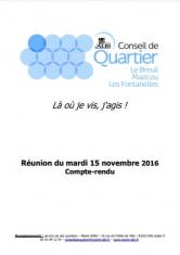 Conseil de quartier, compte rendu : Le Breuil Mazicou Les Fontanelles - 15 novembre 2016