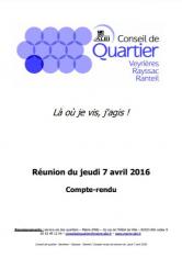 Conseil de quartier, compte rendu : Veyrieres Rayssac Ranteil - 7 avril 2016