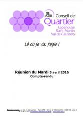 Conseil de quartier, compte rendu : Lapanouse Saint Martin Val de Caussels - 5 avril 2016